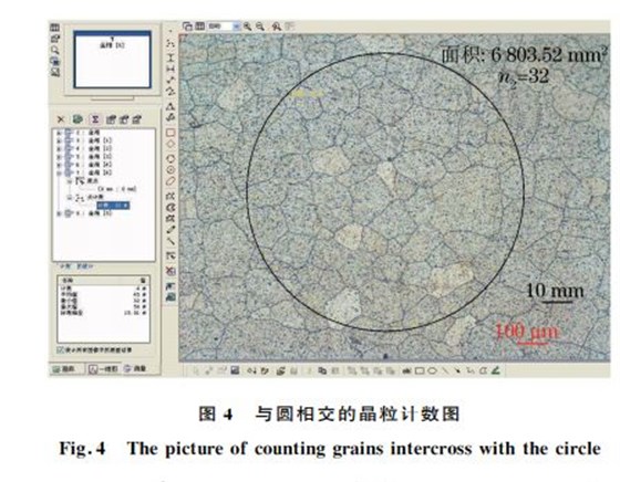 圖4 與圓相交的晶粒計數圖 圖4 與圓相交的晶粒計數圖
