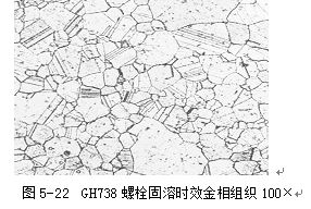 圖5-22 GH738螺栓固溶時效金相組織100× 圖5-22 GH738螺栓固溶時效金相組織100×
