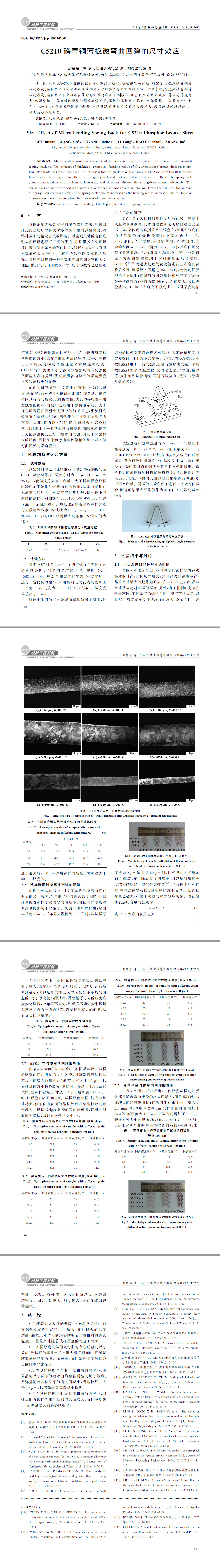 C5210磷青銅薄板微彎曲回彈的尺寸效應(yīng) C5210磷青銅薄板微彎曲回彈的尺寸效應(yīng)