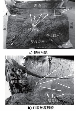 圖4 1號裂紋斷口形貌 圖4 1號裂紋斷口形貌