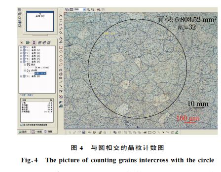 圖4 與圓相交的晶粒計數圖 圖4 與圓相交的晶粒計數圖