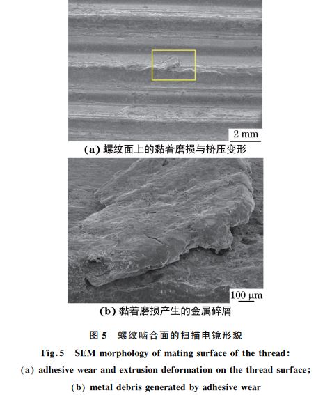 圖5 螺紋嚙合面的掃描電鏡形貌 圖5 螺紋嚙合面的掃描電鏡形貌