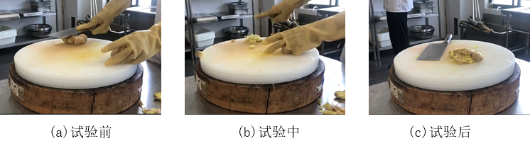 圖2 拍生姜試驗 圖2 拍生姜試驗